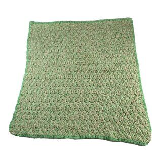 Handmade‎ Crochet Throw Baby Blanket 35x32 Afghan Greens Baby Room Neutral